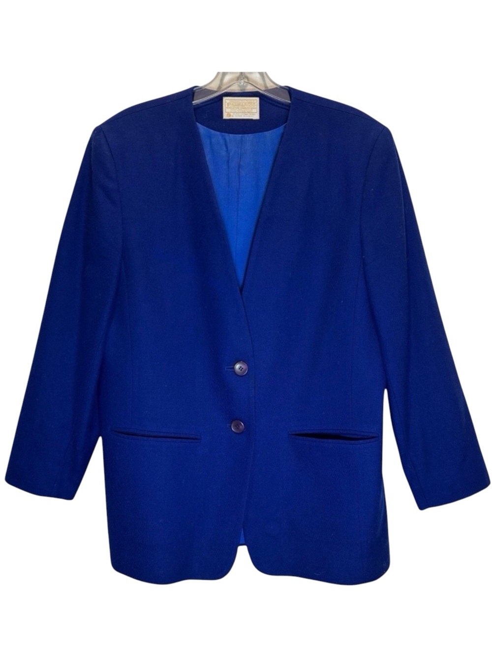 VTG Pendleton Royal Blue Wool Long Line Two-Button Jacket, Fully Lined - Size 12